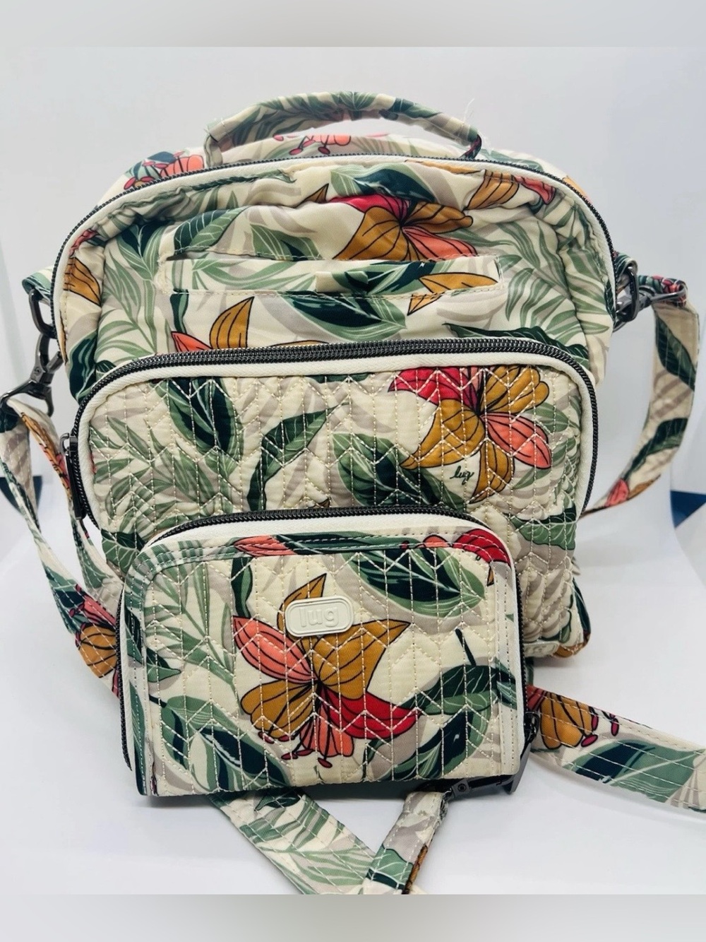 Lug Ranger Lily Sand CrossBody Bag & Matching Rodeo Wallet Tropical Floral
